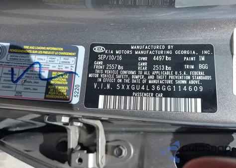 2016 Kia Optima Ex from USA, damaged, VIN 5XXGU4L36GG114609